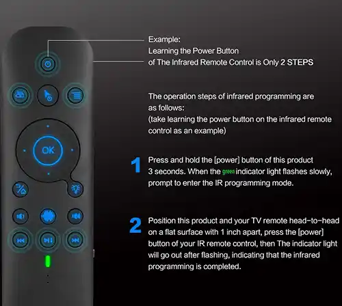 نحوه کار با ir learning ریموت کنترل g60s pro